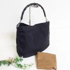 GUCCI グッチ バンブー ワンショルダーバッグ 肩掛け 黒 レザー切替