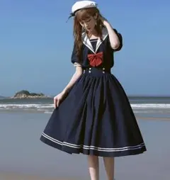 ネイビー ワンピース セーラー服 S コスプレ