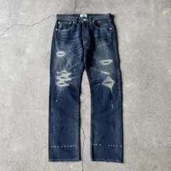 00s Levi's 501 フェイデッドブルーリペアード デニムパンツ W32のサムネイル