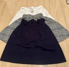 スカート・キュロット3点セット（白、ネイビーチェック、紺）