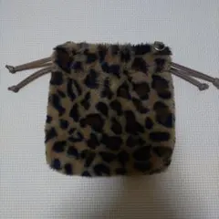 レオパード柄 ファー 巾着 ショルダーバッグ