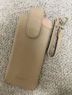ベージュ レザー メガネケース