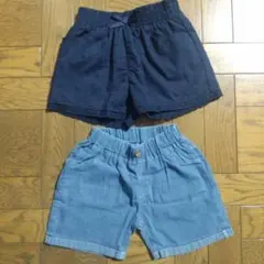 ネイビー刺繍ショートパンツとデニムショートパンツ