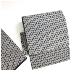 ◇作り帯◇　正絹　濃紺　菊紋　二重太鼓　二部式　付け帯