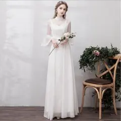 美品ウェディングドレス　前撮り ２次会 フォトウェディング　Lサイズ