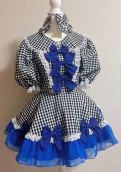 【新品未使用】アイドル衣装ハンドメイド 黒白チェックリボン コスプレ コンカフェ