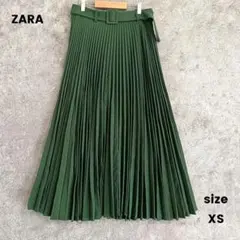 ✨️超美品✨️ZARA　ザラ　ベルト付きプリーツスカート　ロング丈　フレア　XS