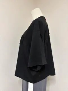 TRANOI ／チュール切り替え 半袖 Tシャツ ブラックのサムネイル