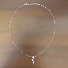 花モチーフ ネックレス ピンククリスタル