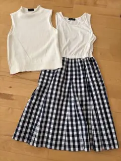 GREENLABEL RERAXING ノースリーブワンピース ギンガムチェック