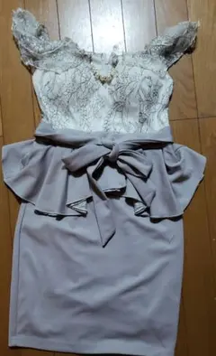 キャバ ドレス ペプラム リボン フリル ミニ S AngelR キャバドレス