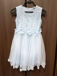 水色 花飾り付き フォーマルドレス 110cm