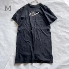 NIKE 半袖Tシャツワンピース　ウエストマーク　ロゴ　膝上丈　カジュアル　M