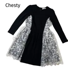 Chesty フラワーレースワンピース 黒 セレモニー 入学式 卒結婚式　卒業式