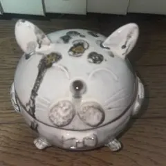 猫型 陶器 小物入れ 蓋付き