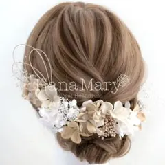 白 ゴールド 成人式 結婚式 ドライフラワー