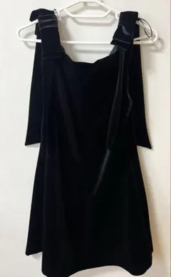 【美品未使用】ZARA/肩リボン付きベルベットキャミワンピース