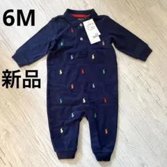 新品ラルフローレン ネイビー6Mロンパース カバーオール