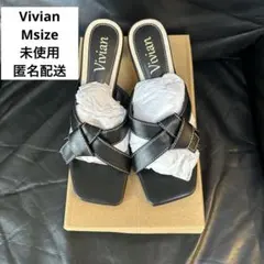 Vivian クロスストラップ ブラック　ヒール　サンダル　M
