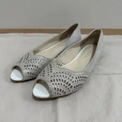REGAL シルバー オープントゥ フラットパンプス　23cm
