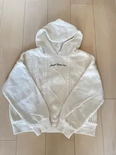 ラブトキシック　アイボリー ケーブルニット風パーカー　140