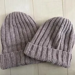 ブラウン ニット帽 2個セット《ハンドメイド》