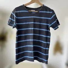 GAPKidsダークグレーと青のストライプ Vネック Tシャツ 1
