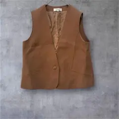 【アデンダ】ジレ ベスト ウール100% シングルボタン ブラウン F