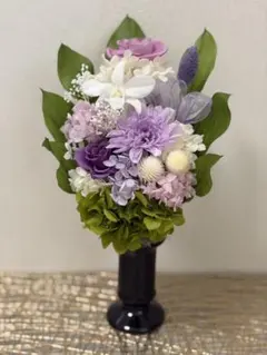 新盆 大きめ高さ40センチ プリザーブドフラワー 仏花 1基 花器あり 