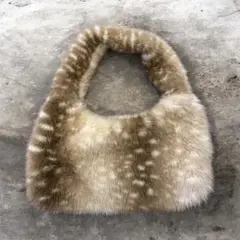 【美品】鹿柄　フェイクファー　バッグ