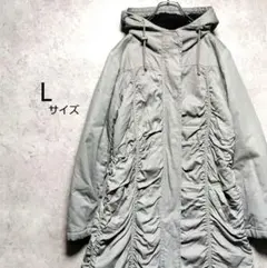 フード付き綿100%ジャケット Lサイズ 青色系 裏地ボア