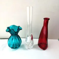 花瓶　花器　ガラス製　3点セット　昭和レトロ