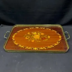 ▽※後右1057 イタリア製 象嵌 トレー トレイ 長期保管品
