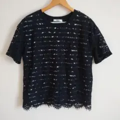 美品 Ｌ backnumber ボーダー 花柄レース トップス ティシャツのサムネイル