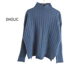 ◇DHOLIC ディーホリック リブタートルネックニット F　ブルー ゆったり