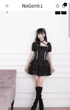 NoGenki 半袖クロスネックティアードワンピ