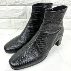 ECCO サイドジップ ショートブーツ クロコ 型押し 38