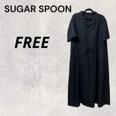 SUGAR SPOON ネイビー 紺 F ワンピース 半袖 シャツワンピース