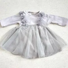 【美品】petitmain チュールドレスロンパース【70】