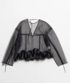 【新品】メゾンスペシャル 2wayフラワーヘムチュールトップス ブラックのサムネイル