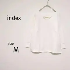 index ホワイト Vネック トップス パール装飾付きMサイズ　レディース