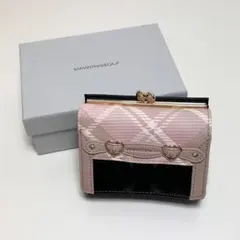 ●未使用品 サマンサベガ チェックハートベルト折り財布 ベージュ ブラック 箱