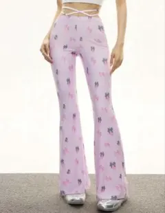 shein リボンいちご柄 フレアパンツ ピンクのサムネイル