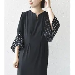 SHIPS別注 troisiemeCHACO異素材 レース ワンピース 黒