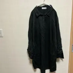 US古着 100%リヨセル 落ち感 シャツワンピース 黒 XXL オーバーサイズ