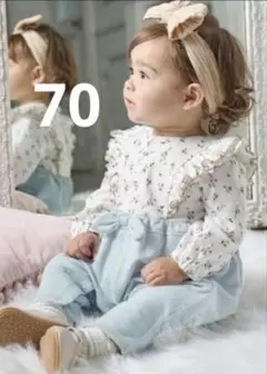 フリル付き花柄ロンパース 70 80