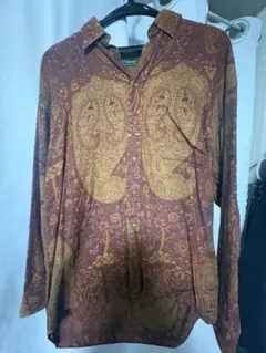 C.F.Hathaway 長袖 総柄シャツ レッド系 古着