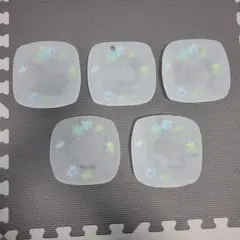 未使用 たち吉 青かえで　角皿　銘々皿　取り皿　ガラス皿 5枚セット