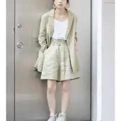 【美品】ELLE搭載　アングリッド　リネンジャケット テーラード　セットアップ