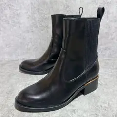 ZARA サイドゴアブーツ ショートブーツ チャンキーヒール ブラック 37